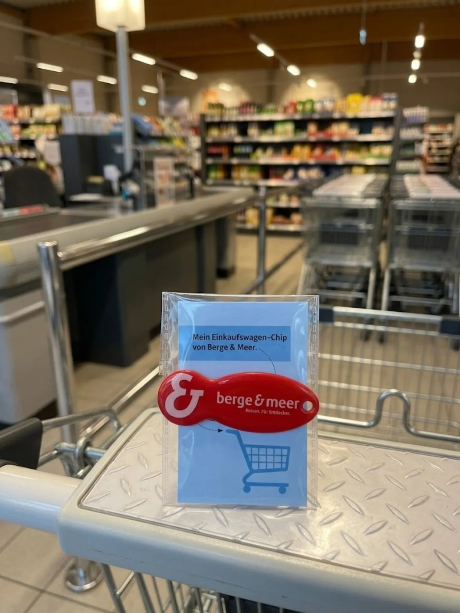 Werbeartikel – Berge & Meer Einkaufswagen-Chip